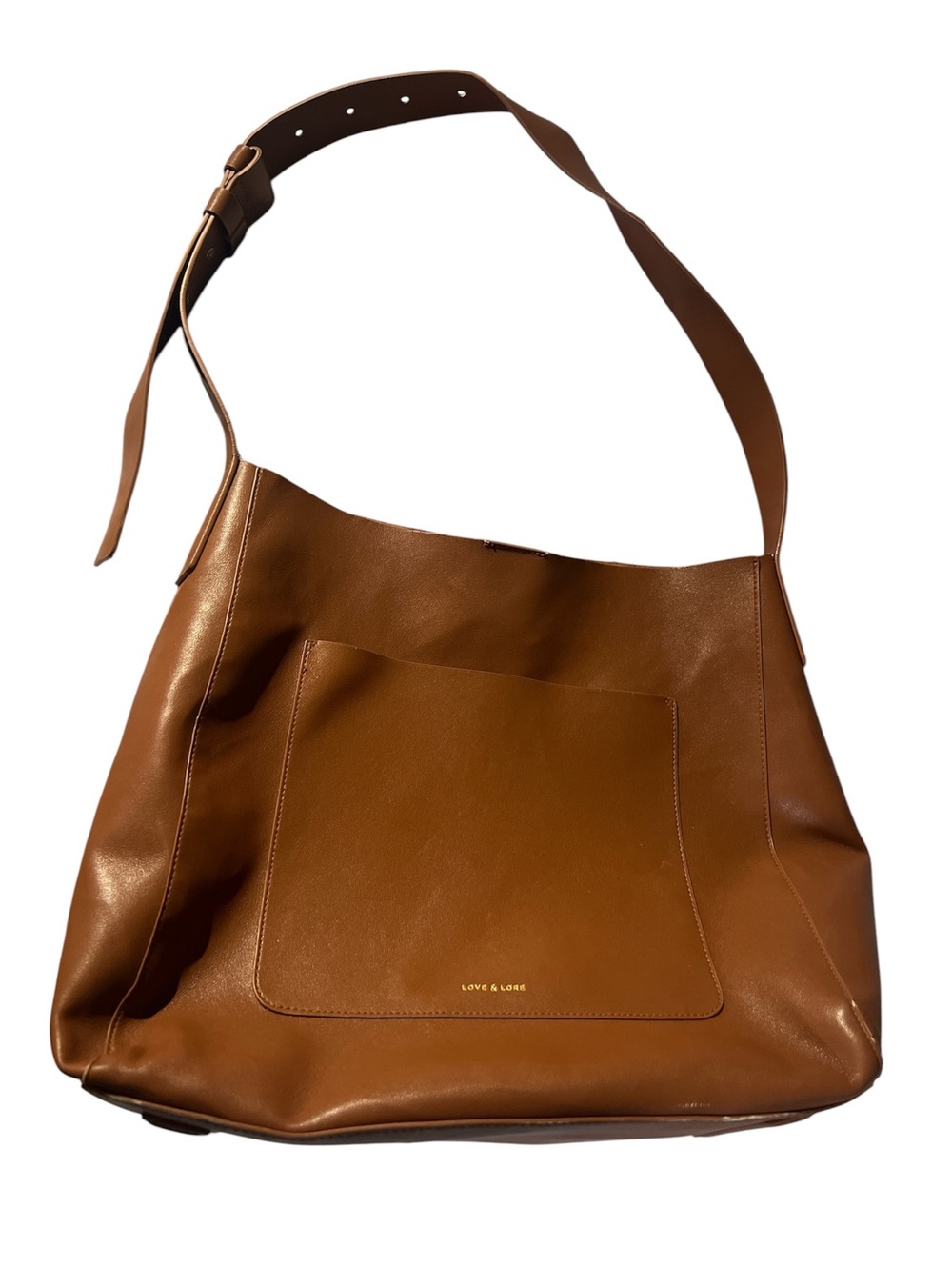 Love & Lore cognac Brown Shoulder Tote bag adjustable strap soft leather